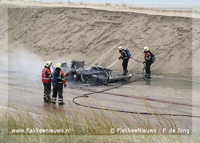Mobiele vakantiewoning in vlammen op