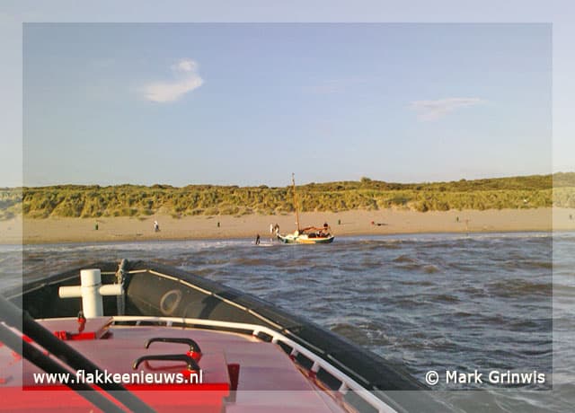 Bootje vastgelopen op het strand