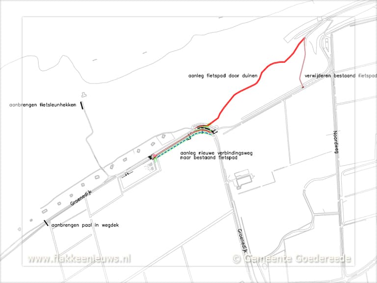 Nieuw fietspad door Ouddorpse duinen
