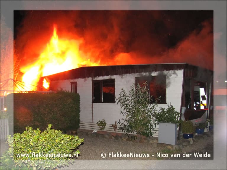 Stacaravan in brand op bungalowpark