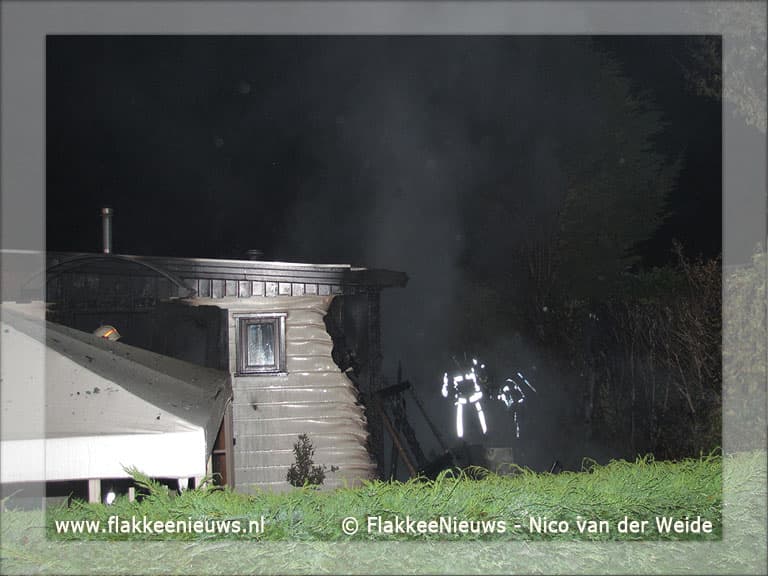 Stacaravan in brand op bungalowpark