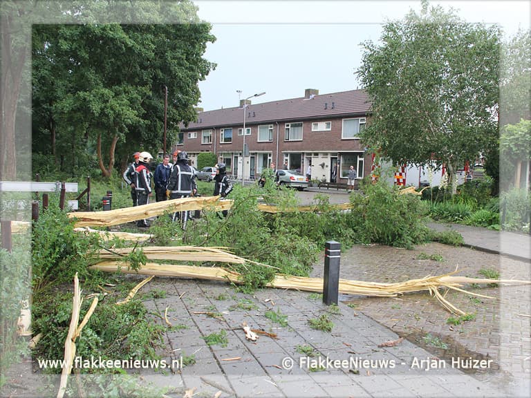 Bliksem treft boom in Middelharnis