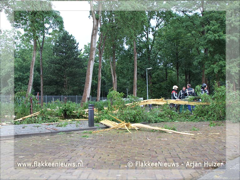 Bliksem treft boom in Middelharnis