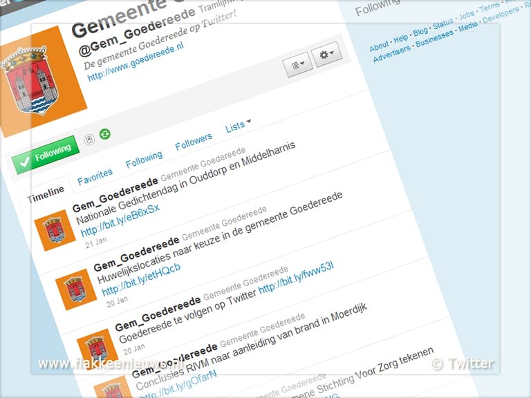 Goedereede te volgen op Twitter