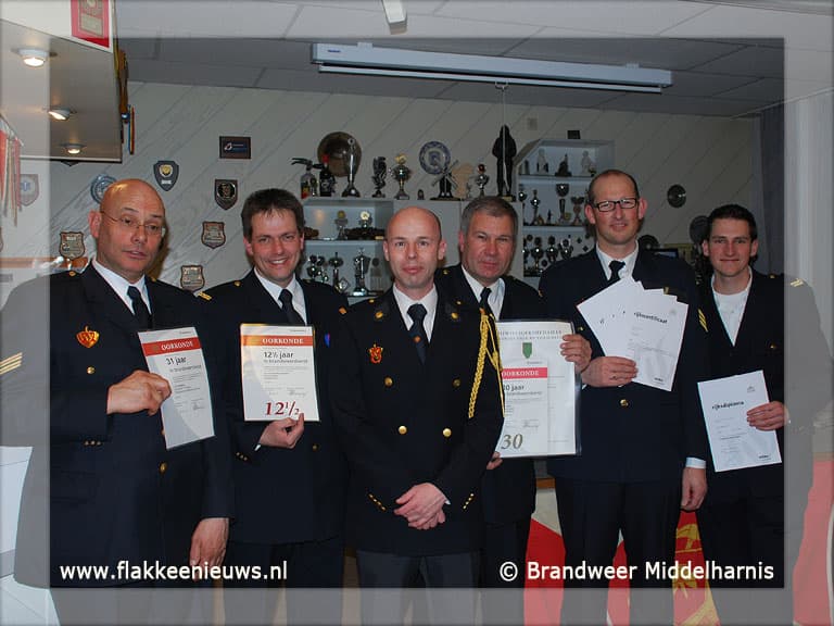 Huldiging jubilarissen brandweer Middelharnis