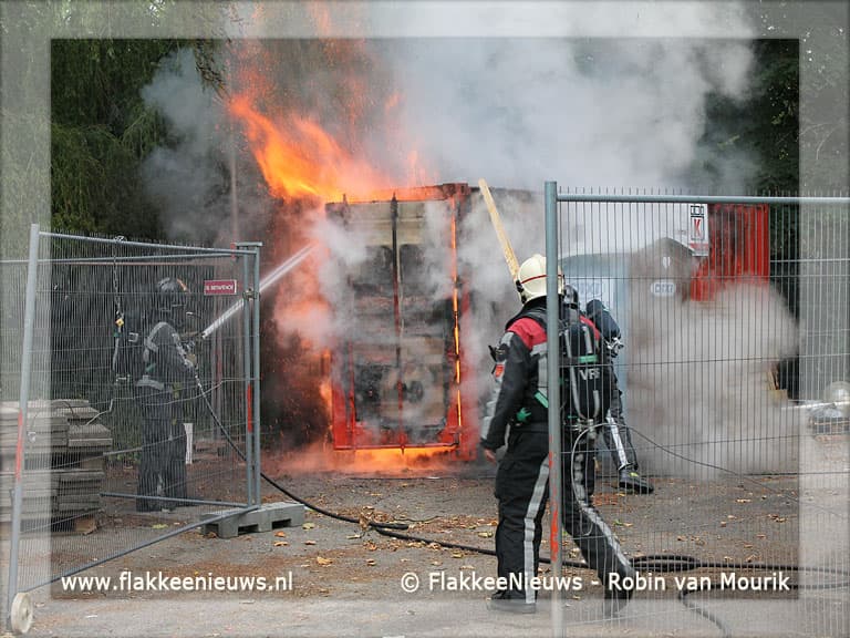 Brand op bouwplaats