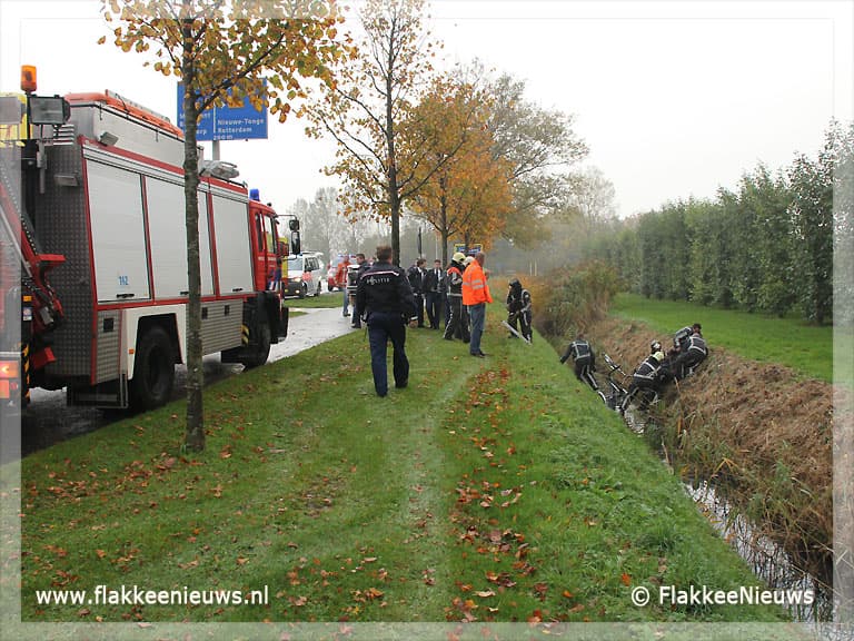 Fietser na uitwijkmanoeuvre in de sloot