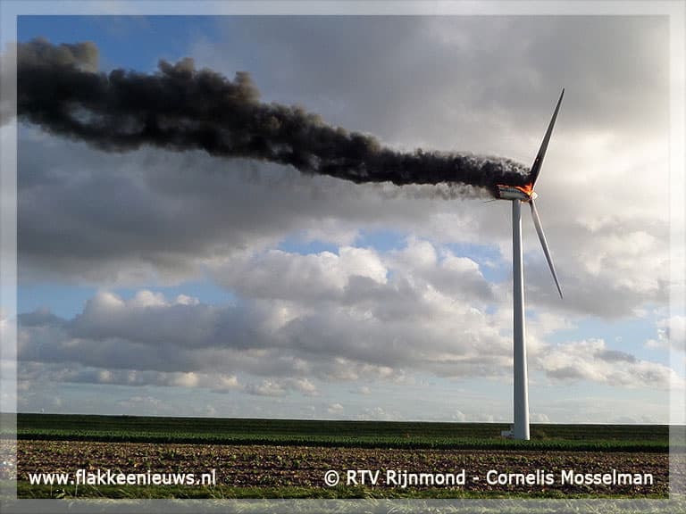 Slachtoffers bij brand in windturbine