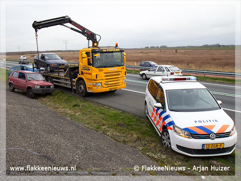 Verkeershinder N59 door autobrand