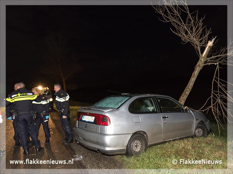 Auto tegen boom aangetroffen
