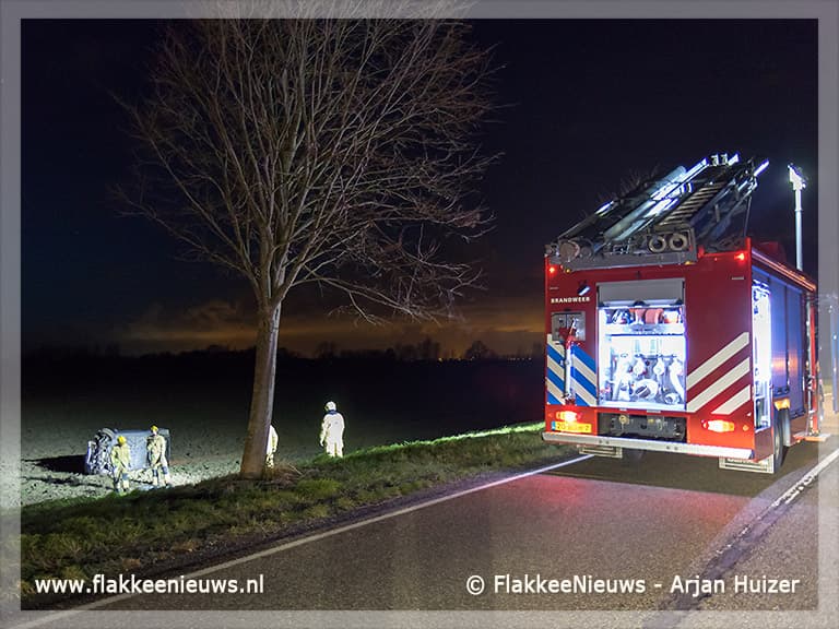 Auto over de kop bij Dirksland