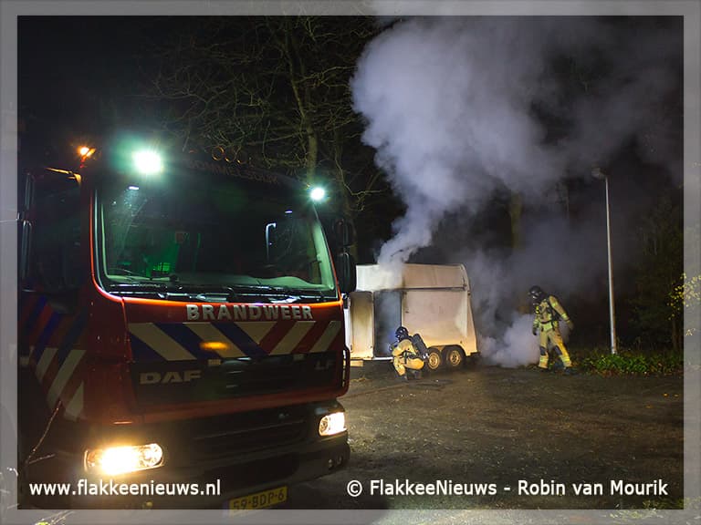 Paardentrailer in brand