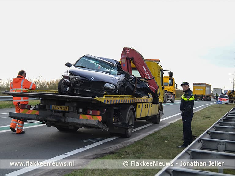 Afsluiting N59 door ongeval nabij Oude-Tonge