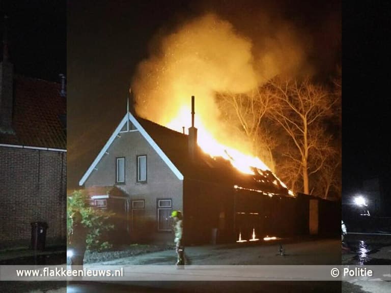 Uitslaande brand bij boerderij Nieuwe-Tonge