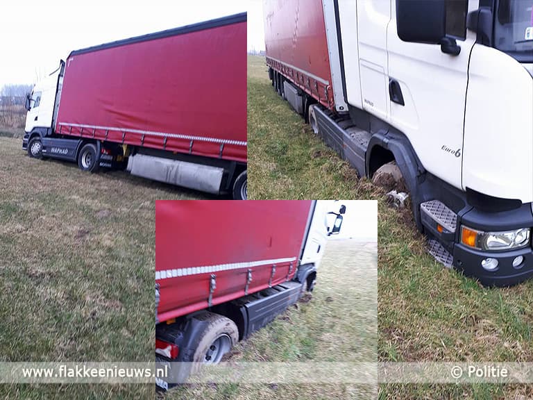 Vrachtwagen keren ging niet helemaal soepel
