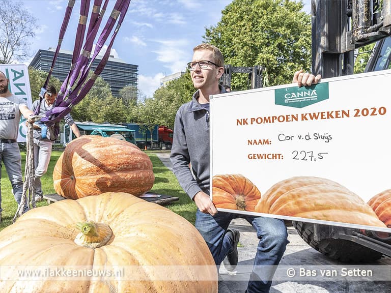 Cor van der Sluijs uit Oude-Tonge kweekt mega pompoen