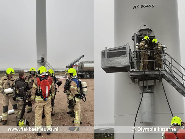 Brandweer rukt uit voor brand in windmolen