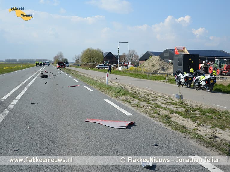 Frontale aanrijding op de N215 nabij Oude-Tonge