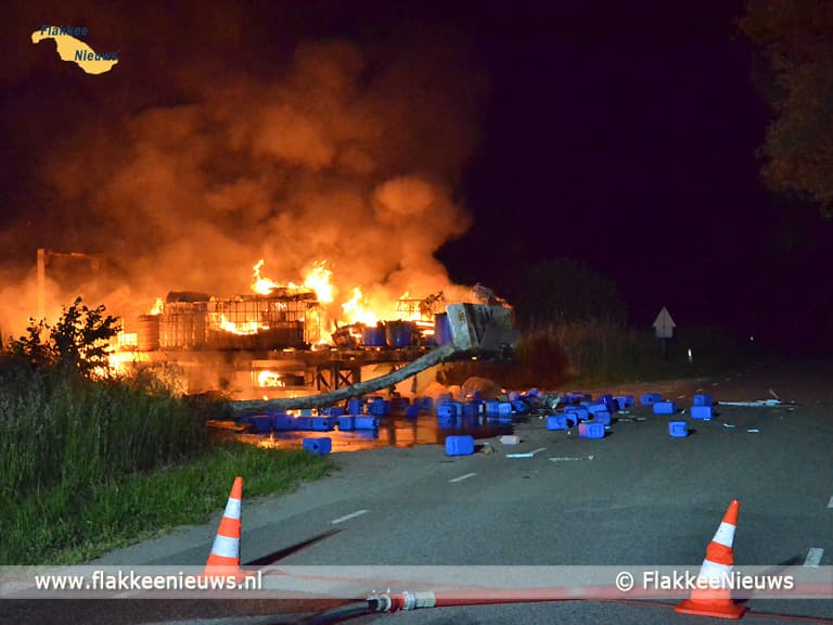 Blusrobot ingezet bij drugsafval brand Oude-Tonge