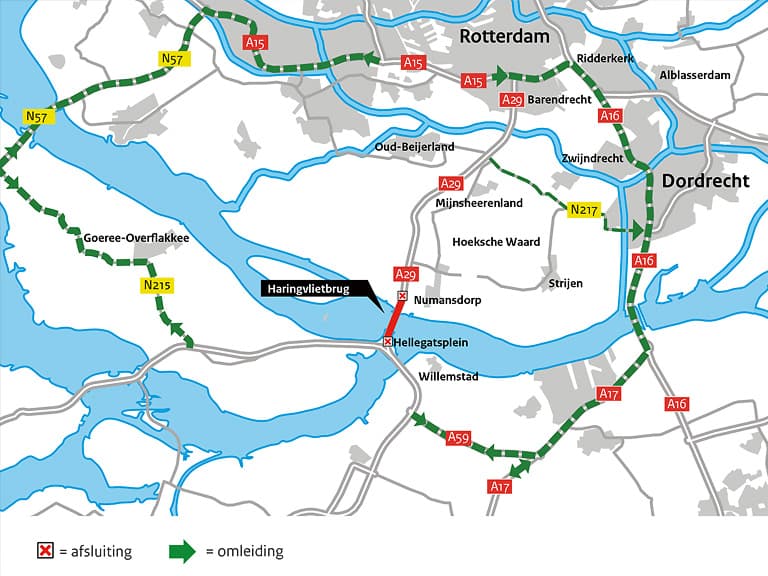 Weekendafsluiting Haringvlietbrug (A29) op 20, 21 en 22 augustus