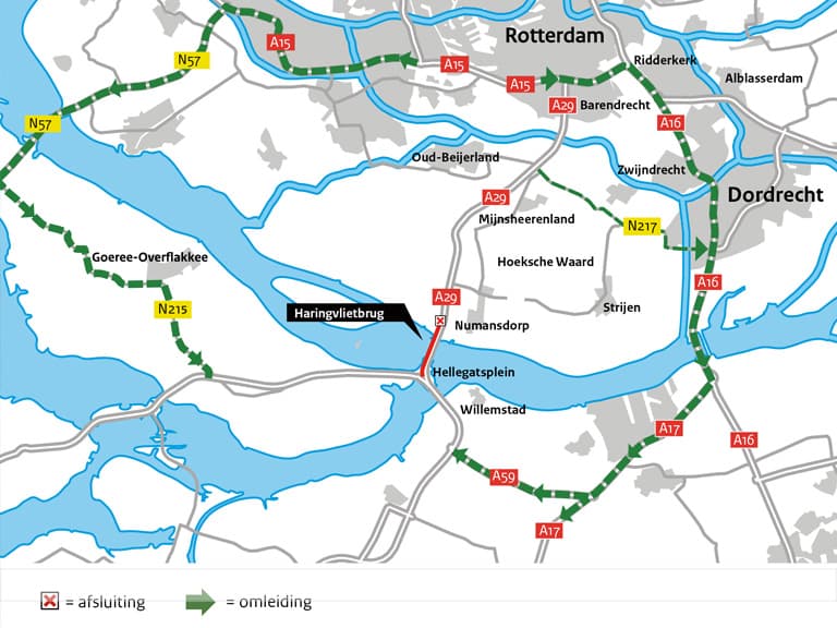 Dinsdag afsluiting Haringvlietbrug richting Zierikzee
