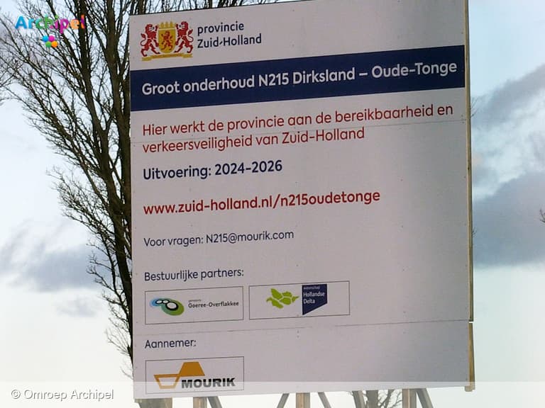 Werkzaamheden N215 tussen Dirksland en Oude-Tonge