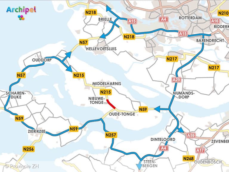 N215 dicht tot en met maandag 14 oktober