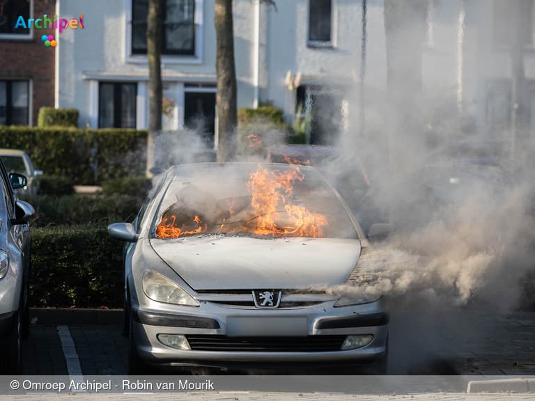 Brand verwoest auto op parkeerplaats