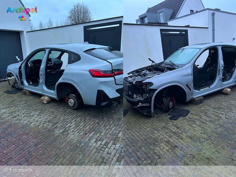 Auto volledig gestript, oproep voor camerabeelden