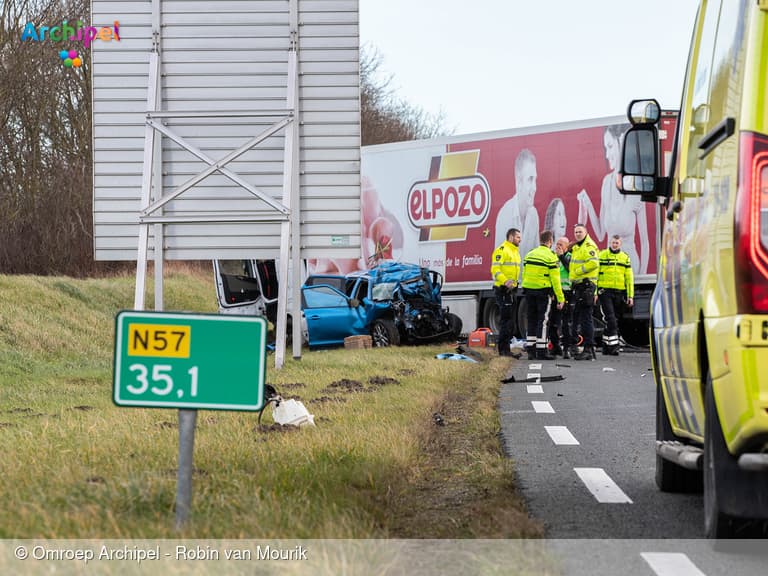 N57 afgesloten vanwege dodelijk ongeval