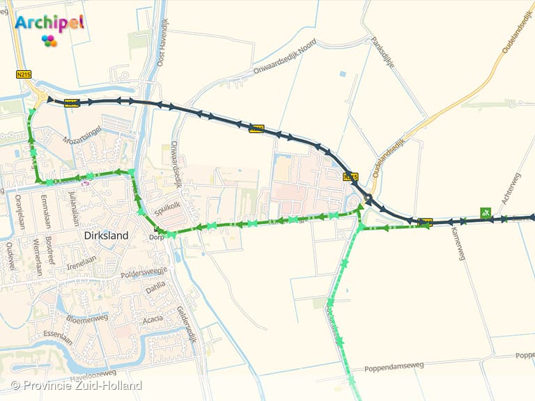 N215 tijdelijk afgesloten tussen Dirksland en Sommelsdijk