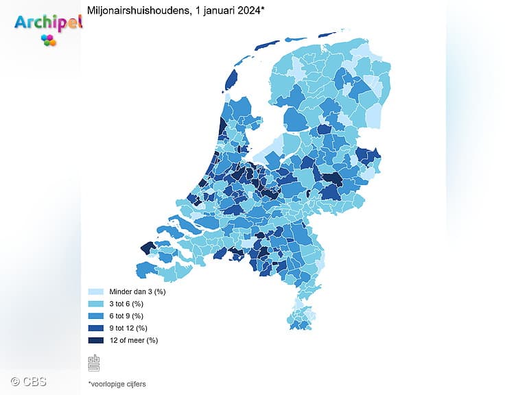 Zes procent van de huishoudens op het eiland is miljonair