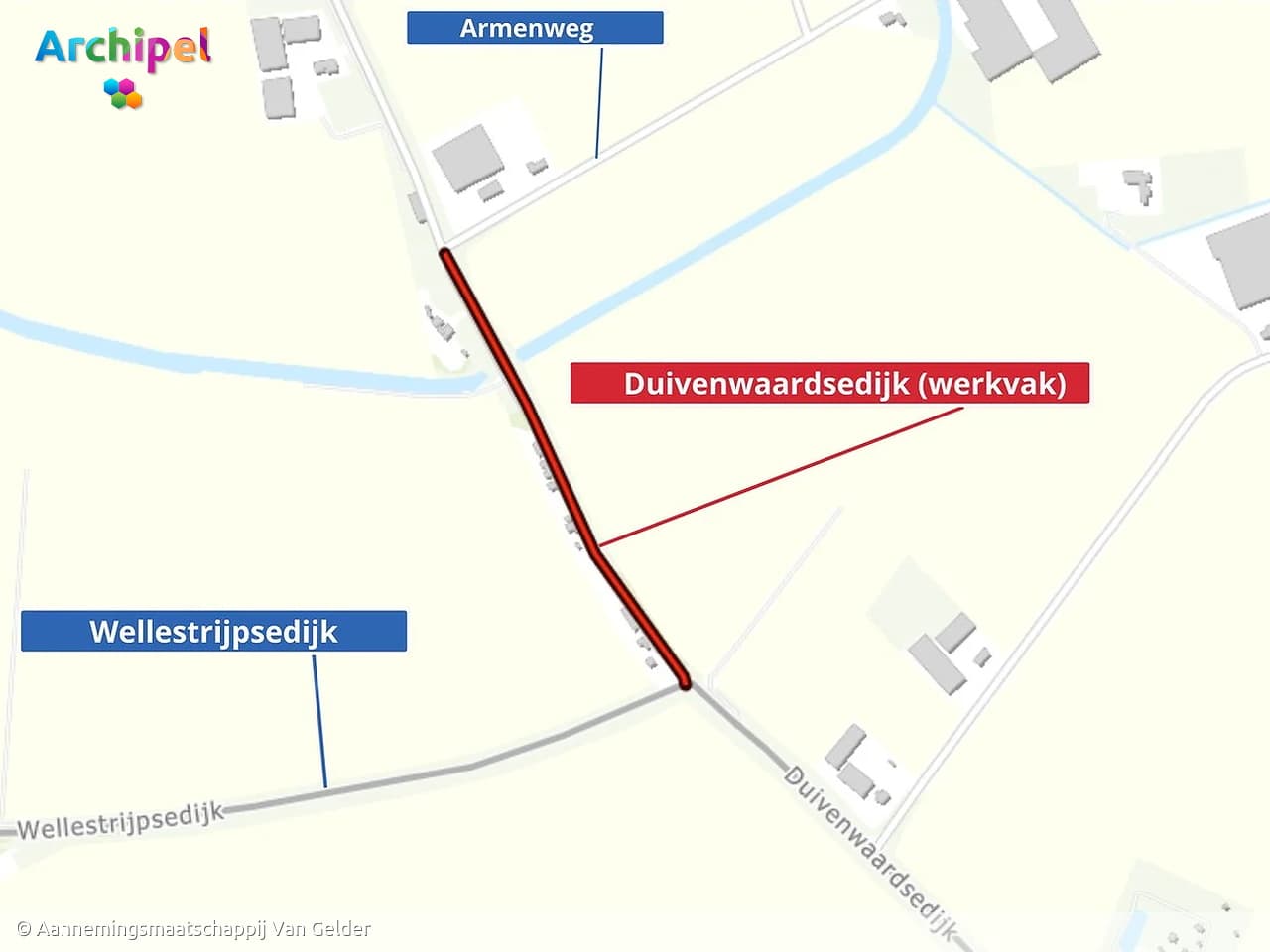 Werkzaamheden aan Duivenwaardsedijk bij Dirksland