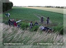 Gestolen auto over de kop