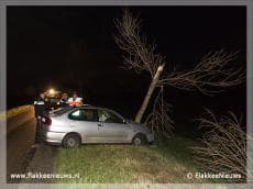 Auto tegen boom aangetroffen