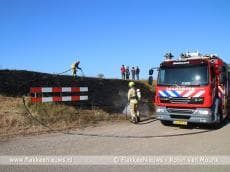 Stuk dijk in brand bij Melissant
