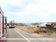 Verkeershinder N57 Brouwersdam door ongeval en brand