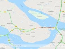 Verkeer N59 muurvast door ongeval