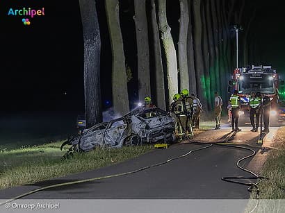 Dodelijk ongeval in Stellendam, auto in brand gevlogen