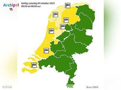 Kans op zware windstoten: code geel
