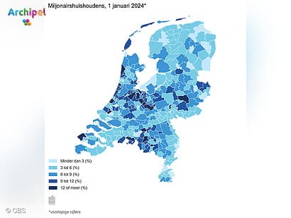 Zes procent van de huishoudens op het eiland is miljonair