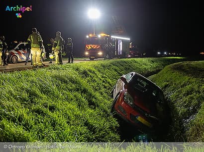 Automobilist en hond belanden in de sloot