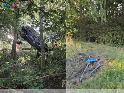 Auto komt na ongeval tussen bomen tot stilstand