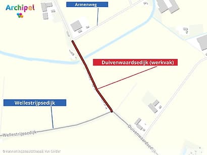 Werkzaamheden aan Duivenwaardsedijk bij Dirksland