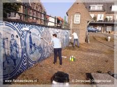 Dorpsraad Ooltgensplaat reinigt kunstwerk