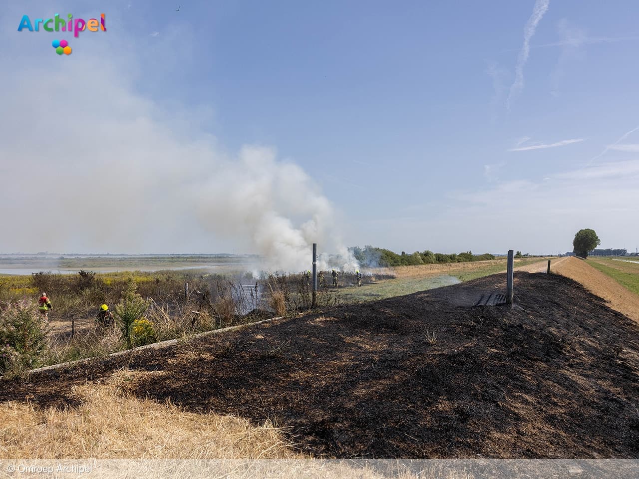 Brandweer bestrijdt brand in natuurgebied Westplaat Buitengronden