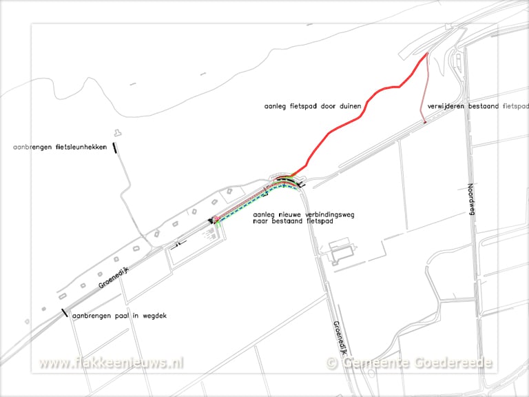 Nieuw fietspad door Ouddorpse duinen