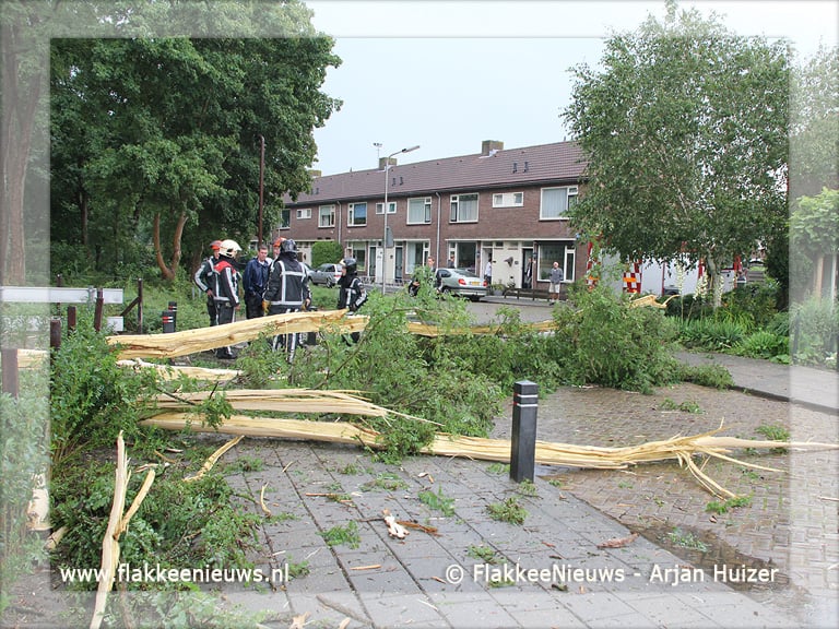 Bliksem treft boom in Middelharnis