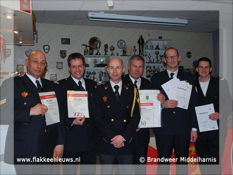 Huldiging jubilarissen brandweer Middelharnis