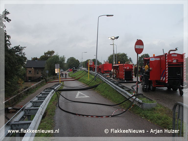 Pompen spektakel bij Stellendam en hinder N215